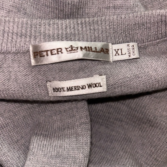 Peter Millar 100% Italian Merino Wool V-Neck Pullover Sweater Gray Men XL - Picture 5 of 5